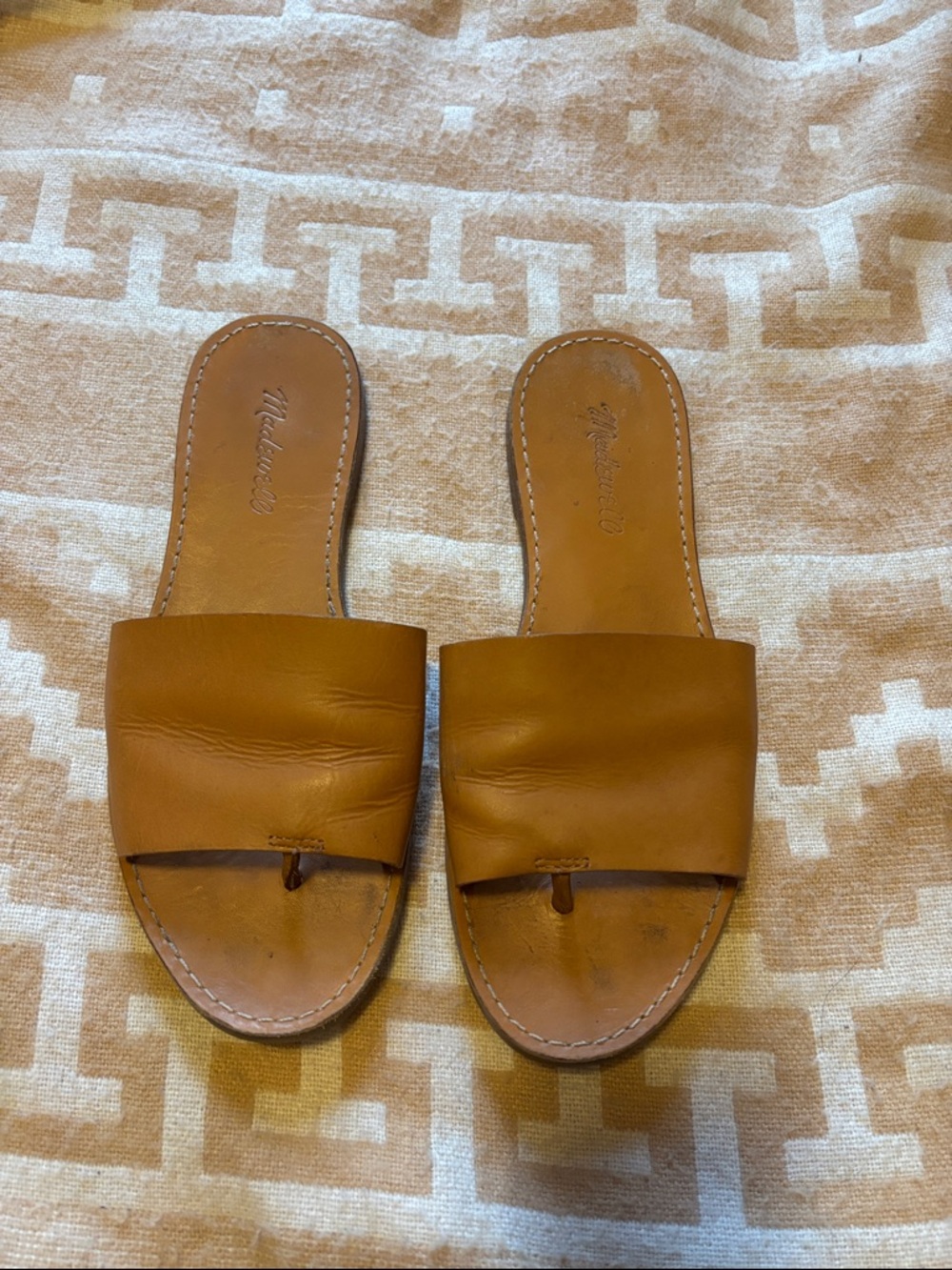 Madewell Leather Slide Sandals in Tan - Women's Casual Slip-On